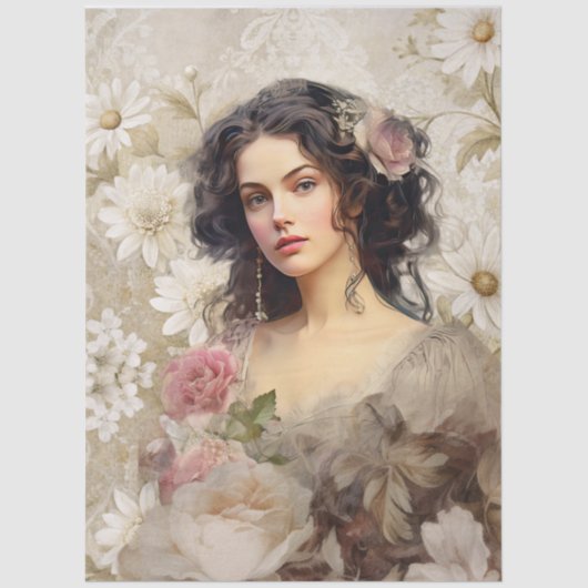 Grote Vintage Geïnspireerd Victoriaans Era Lady & Tissuepapier (Voorkant)