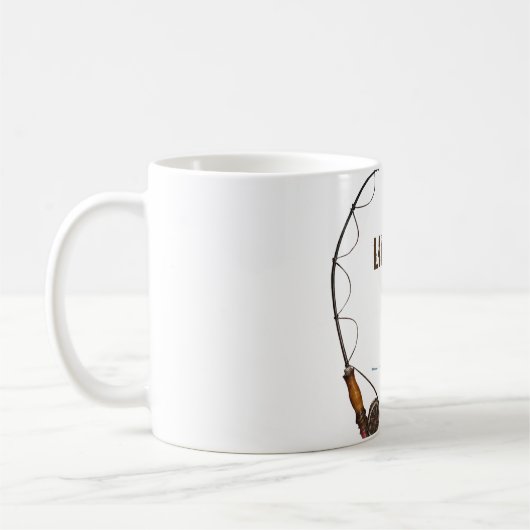 grote vis aan de haak koffiemok (Links)