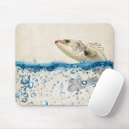 Grote vis die uit het water springt muismat (Met muis)