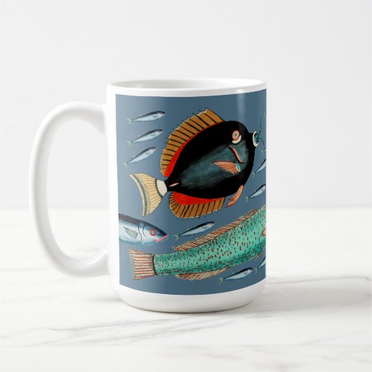 Grote vis eet de kleine vis koffiemok (Links)