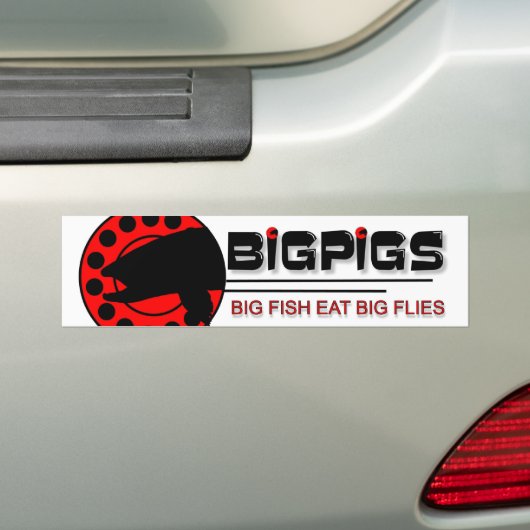 Grote vis eet grote vliegen bumpersticker (Op auto)