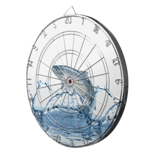 Grote vis in blauw water dartbord (Voorkant Rechts)