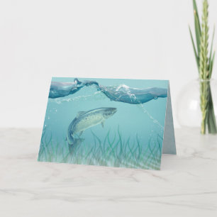 Grote vis in de oceaan kaart