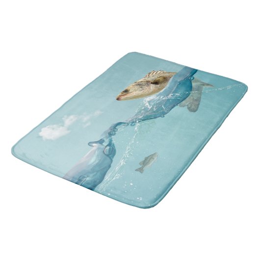 Grote vis in water badmat (Gekanteld)