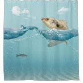 Grote vis in water douchegordijn (Voorkant)