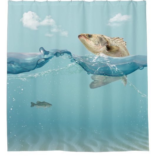 Grote vis in water douchegordijn (Voorkant)