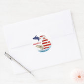 Grote vis in water met Michigan vlag Ronde Sticker (Envelop)