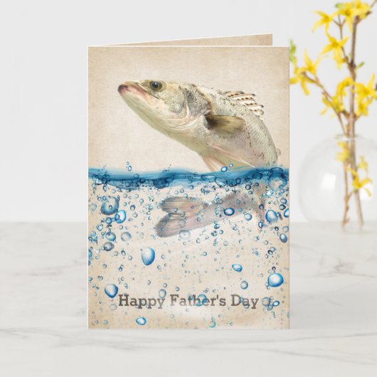 Grote Vis in water Vaderdag Kaart (Gele Bloem)