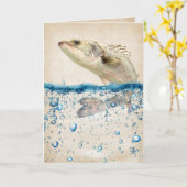 Grote Vis in water verjaardag Kaart (Gele Bloem)