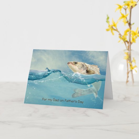 Grote vis in water voor Vaderdag Kaart (Gele Bloem)