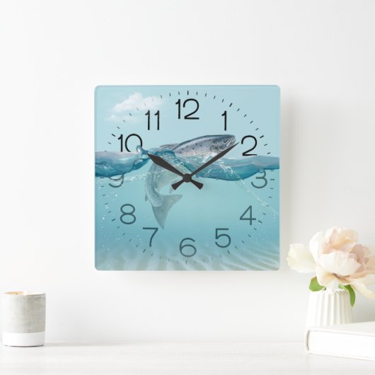 Grote vis in waterplein vierkante klok (Huis)