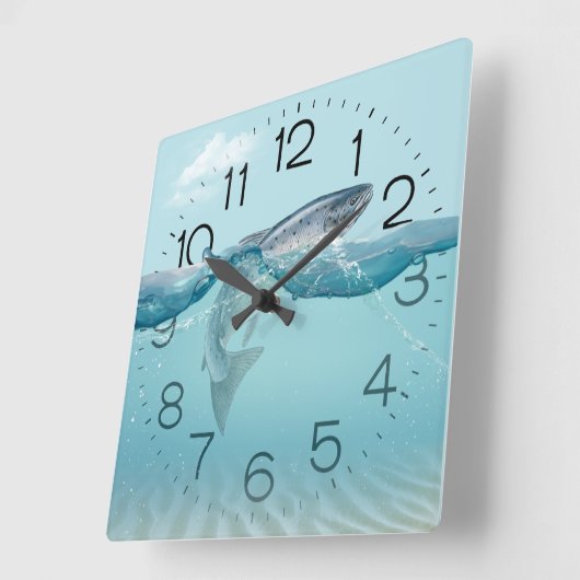 Grote vis in waterplein vierkante klok (Hoek)