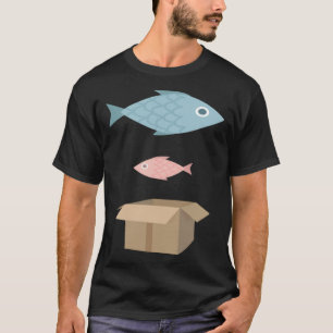 Grote vis kleine vis kartonnen doos t-shirt