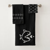 Grote vis kleine vis Zwart wit Bad Handdoek (Insitu)