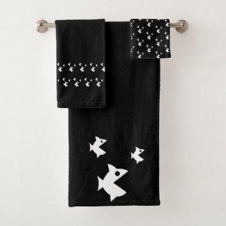 Grote vis kleine vis Zwart wit Bad Handdoek