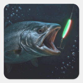 Grote vis met neonlokker vierkante sticker
