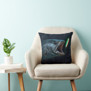 Grote vis met neonlokvogel kussen