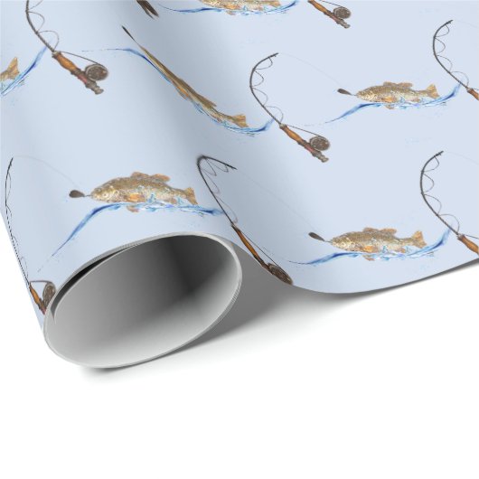 grote vis op de lijn cadeaupapier (Rol Hoek)