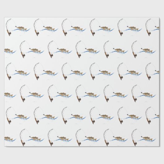 Grote Vis op Gevist Pool Cadeaupapier (Vlak)