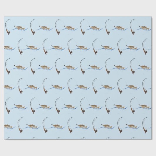 Grote vis op haak cadeaupapier (Vlak)