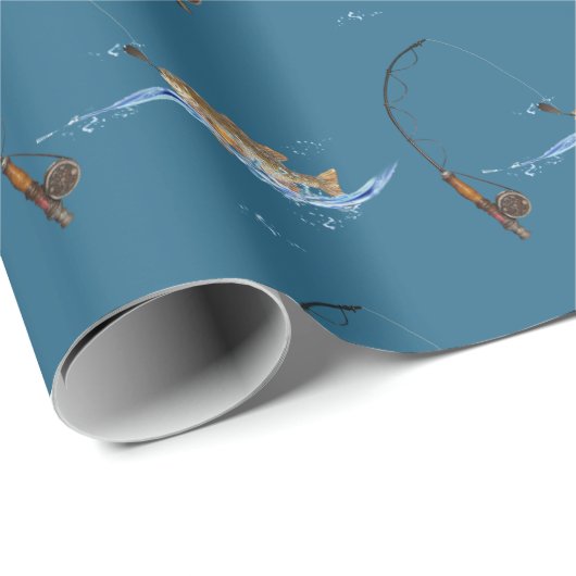grote vis op vishengel cadeaupapier (Rol Hoek)