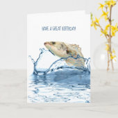 Grote vis verjaardag voor visser kaart (Gele Bloem)