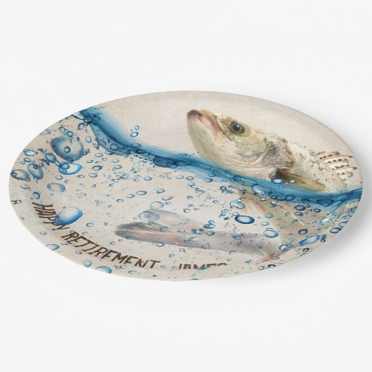 grote vissen die uit het water springen papieren bordje (Gekanteld)