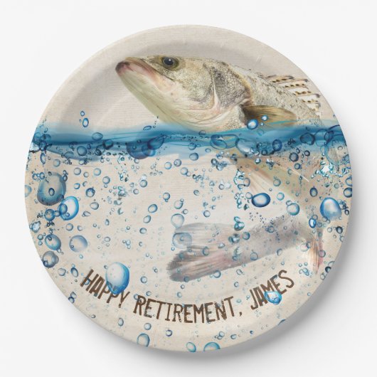 grote vissen die uit het water springen papieren bordje (Voorkant)