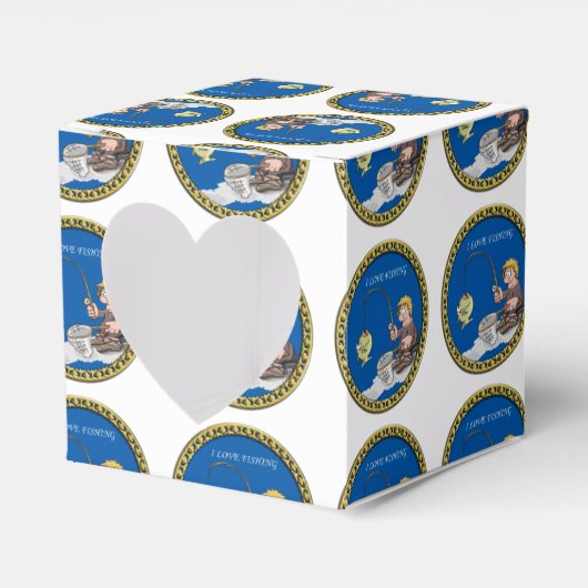 Grote visser die op het ijs vist bedankdoosjes (Voorkant Zijde)