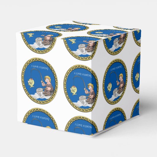 Grote visser die op het ijs vist bedankdoosjes (Achterkant)