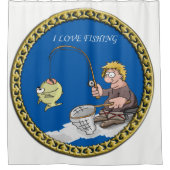 Grote visser die op het ijs vist douchegordijn (Voorkant)