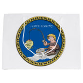 Grote visser die op het ijs vist groot cadeauzakje (Voorkant)