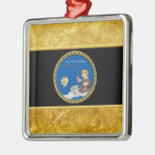 Grote visser die op het ijs vist metalen ornament (Links)