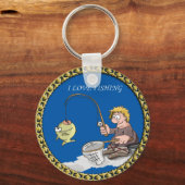 Grote visser die op het ijs vist sleutelhanger (Voorkant)