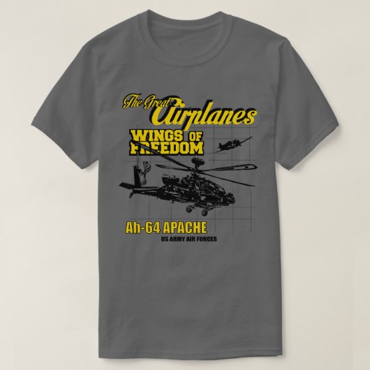 Grote vliegtuigen AH64 APACHE T-shirt (Design voorkant)