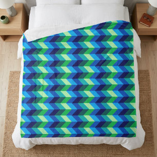 Grote Vliesdeken met Blauwe Groene Ombre Chevrons Fleece Deken