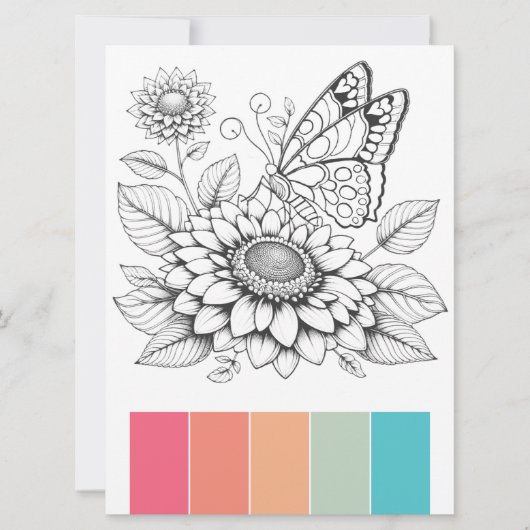 Grote Vlinder Kleurplaten Kaarten Kunsttherapie Pa (Voorkant)