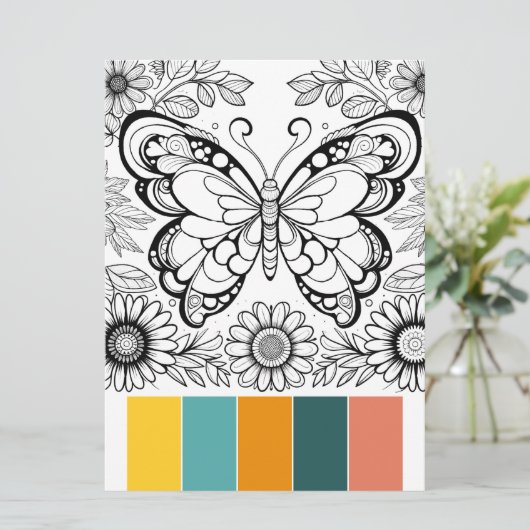 Grote Vlinder Kleurplaten Kaarten Kunsttherapie Pa (Staand voorkant)