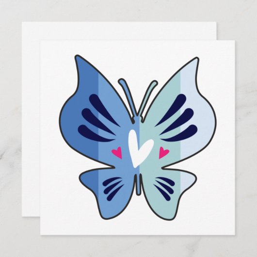 Grote vlinder met harten en Sjabloon van tekst (Voorkant / Achterkant)