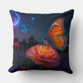 Grote vlinder op psychedelische papaver kussen (Voorkant)