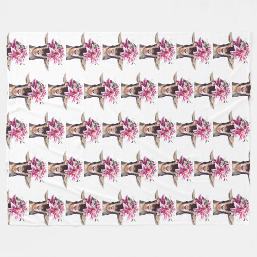 Grote vlooienlans Lily de geit. Fleece Deken (Voorkant (Horizontaal))