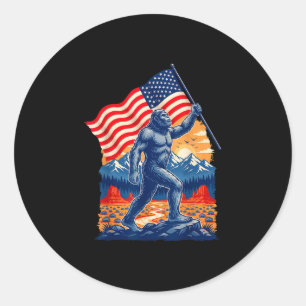 Grote voet bigfoot sasquatch Amerikaanse vlag patr Ronde Sticker