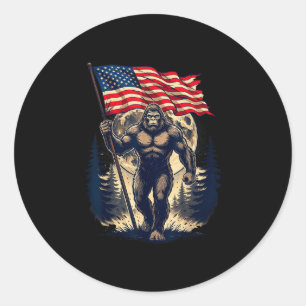 Grote voet bigfoot sasquatch Amerikaanse vlag patr Ronde Sticker