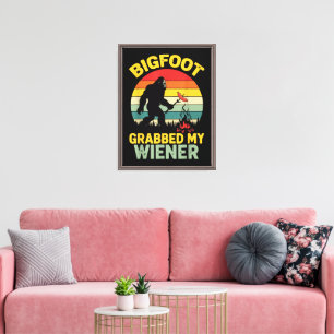 Grote Voet Greep Mijn Wiener Grappige Sasquatch Canvas Afdruk