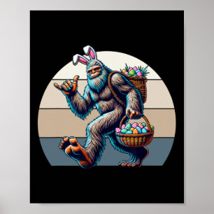 Grote voet met konijnenoren die een bysket van het poster