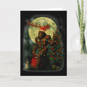Grote Voet Rots Op Sinterklaas Sneeuwman Kerstboom Kaart