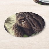 Grote voet/sasquatch ronde kartonnen onderzetter (Gebogen)