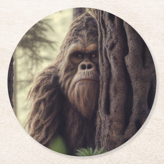 Grote voet/sasquatch ronde kartonnen onderzetter (Voorkant)