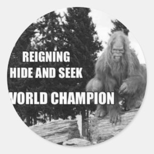Grote Voet, Sasquatch Verberg en zoek Ontwerp Ronde Sticker