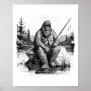 Grote Voet Vissen Vissen Grappig Sasquatch Vis Poster